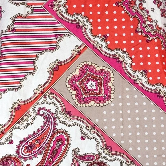 Van Heusen Patchwork Paisley Button Front Shirt XL Red Pink Cotton - Picture 10 of 14